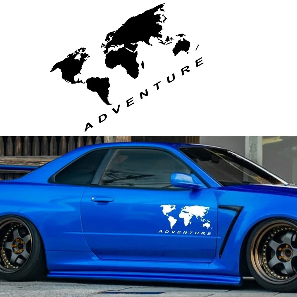 World Map Adventure Car Sticke - Laptop Accessories World ulasan dan harga