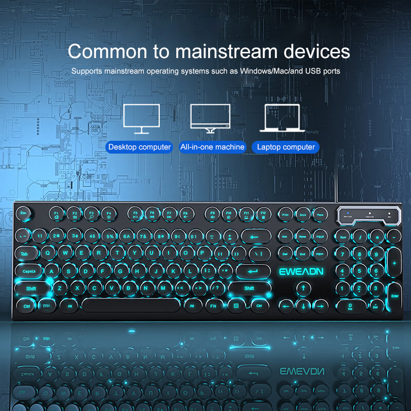 EWEADN Typewriter Gaming Keybo - Laptop Extra Accessories ulasan dan harga